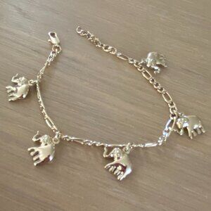 Gold Elephant Charm Bracelet